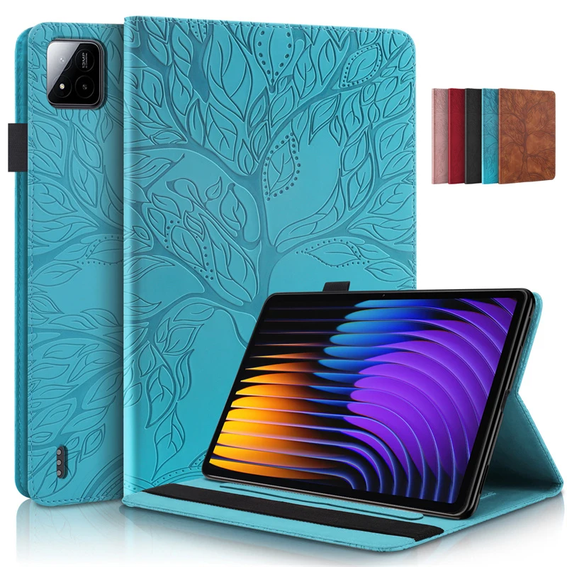 Tablet Funda For Xiaomi Pad 7 Case 11.2 inch Emboss Tree Flip Wallet Stand Case For Xiaomi Pad 7 Mi Pad 7 Tablet Cover Coque