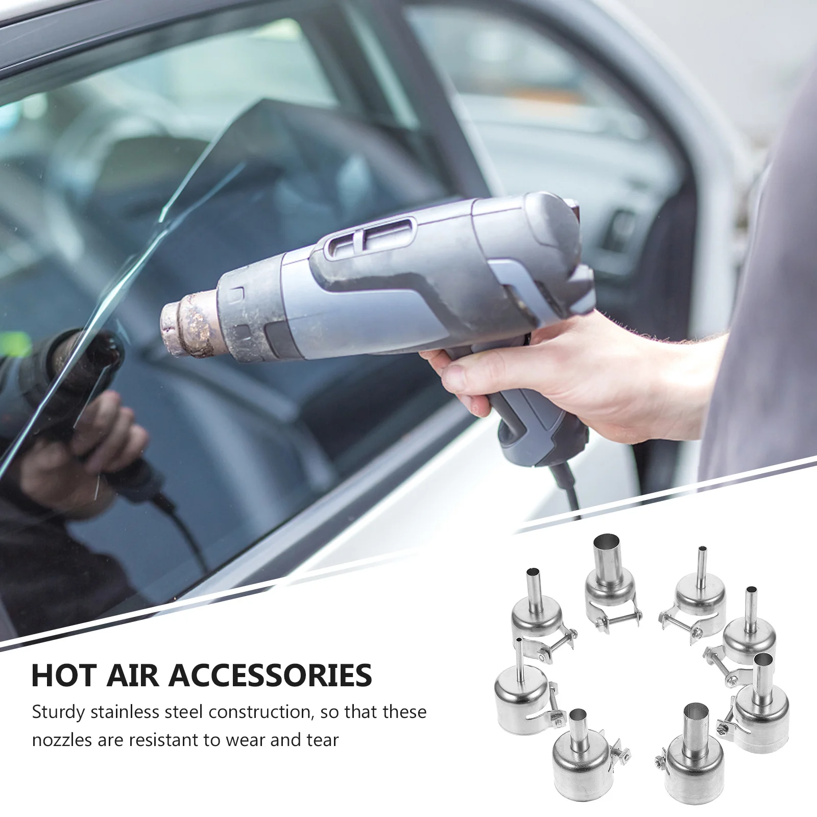 8 قطعة مجموعة فوهة لحام الهواء الساخن مقاومة للصدأ ومقاومة درجات الحرارة العالية لمرفقات أداة إصلاح محطة اللحام #3