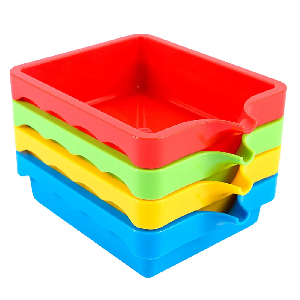 4Pcs Plastic Acrylic Plastic Paint Mixing Tray Art Student Tip Pigment Trays Stackable Palettes