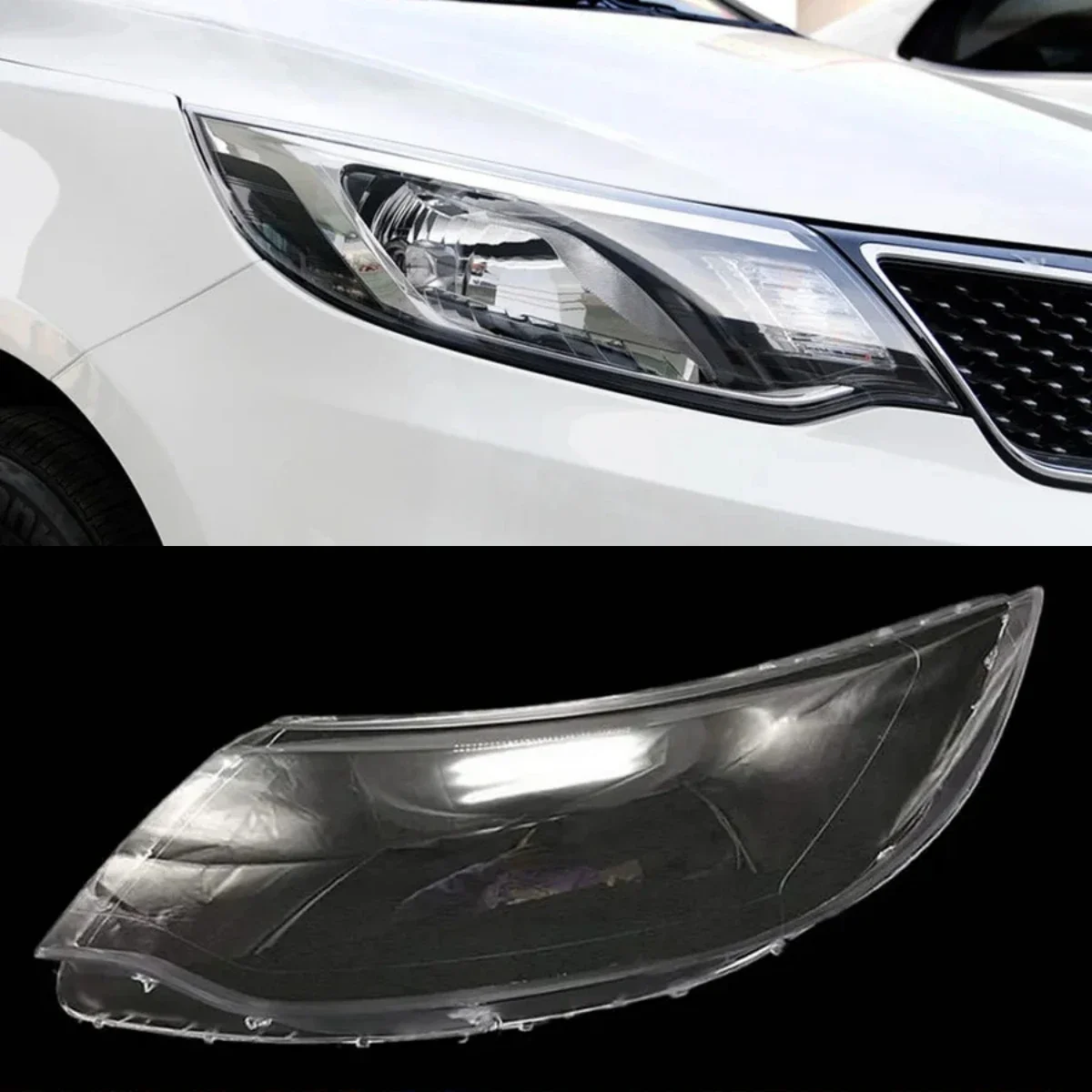 

For Kia K2 Front Headlamp Cover Transparent Head Lamp Headlight Shell Lens Plexiglass Replace Original Lampshade 2014 2015