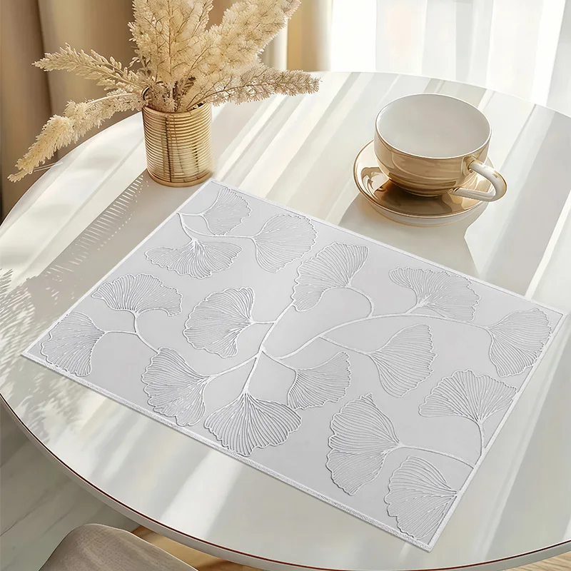 Ginkgo Leaf PVC Placemat Insulation Coaster Table Mat Cup Waterproof Pads Bowl Home Kitchen Wedding Party Holiday Decor
