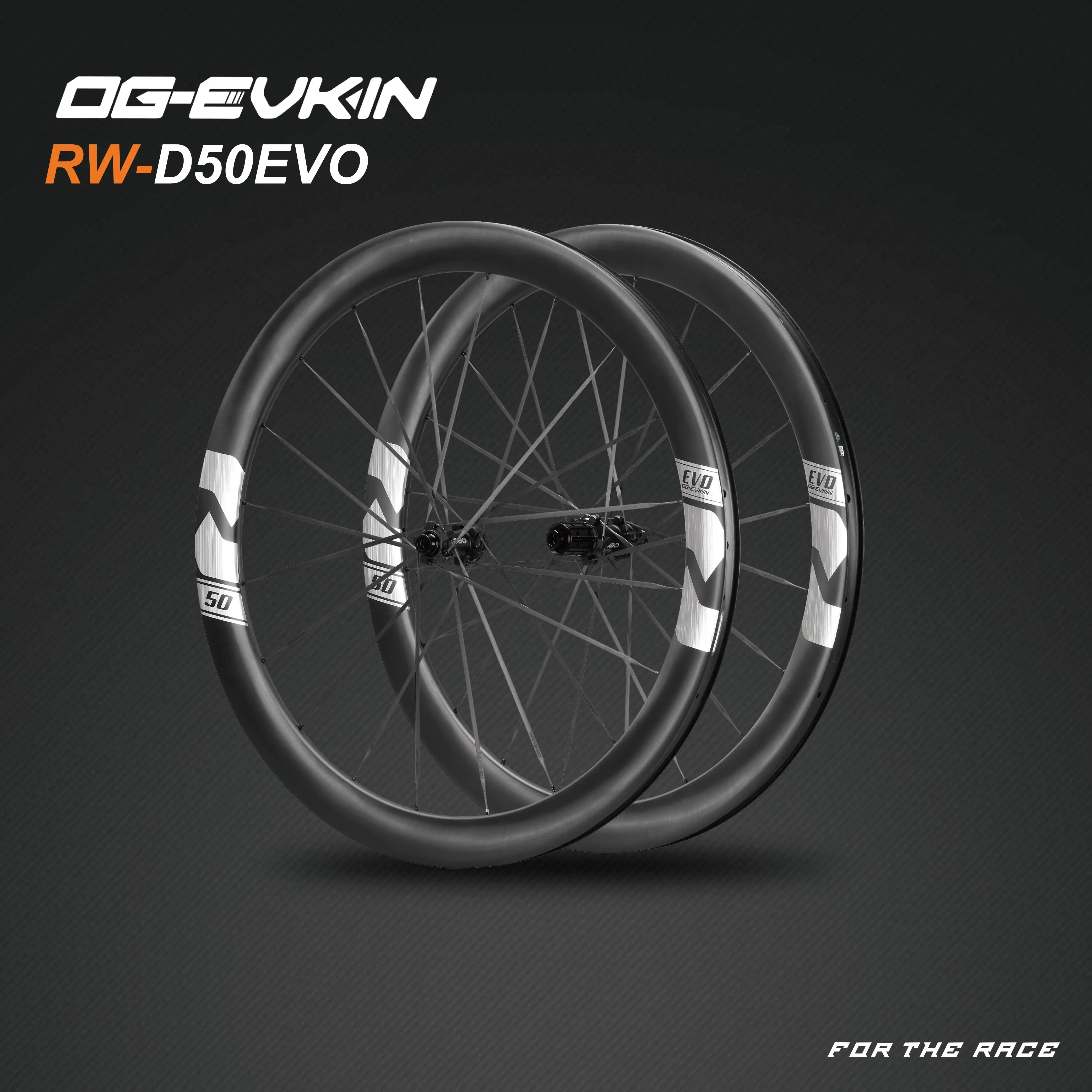 

OG-EVKIN RW-D50EVO Road Carbon Wheels T800 Carbon Spoke Tubeless Disc Brake 700C Light 50mm Depth 23mm Inner Width Set