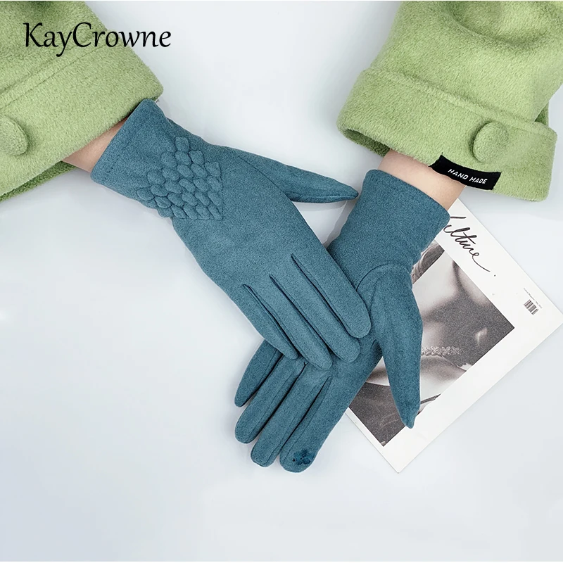 KayCrowne New Fashion Fishtail Grace Lady Gloves Women Winter Elegant Touch Screen Driving Keep Warm Windproof Black Glove G183