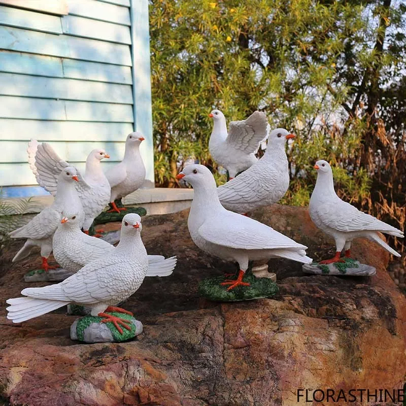 White Dove Decoration Home Decorations for the Room Garden Decorative Resin Statues Sculptures and Statuettes Pigeon Ornaments