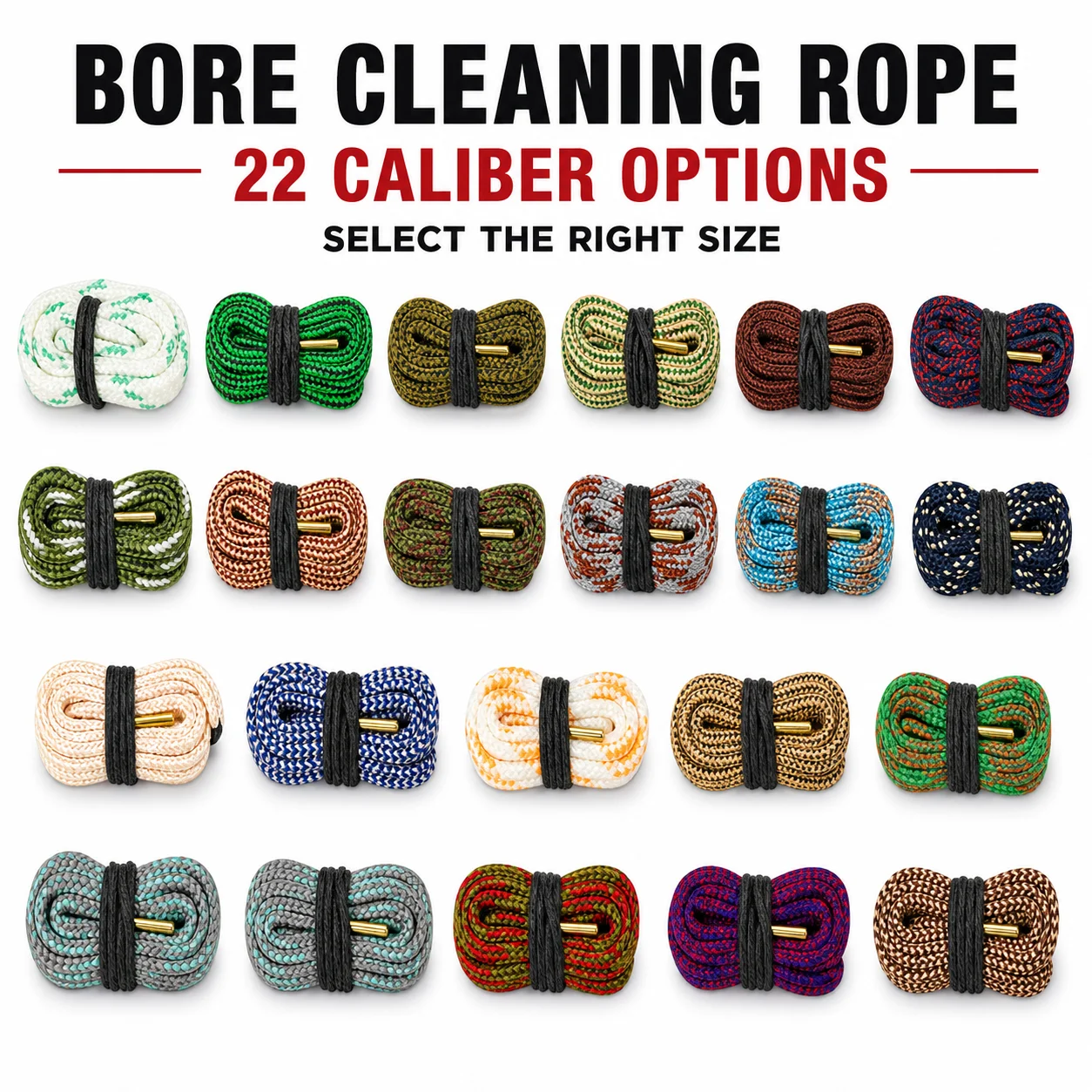 Multi-Caliber Gun Bore Cleaner Snake Rope Rifle Shotgun Barrel Cleaning Maintenance Tool G06-G22