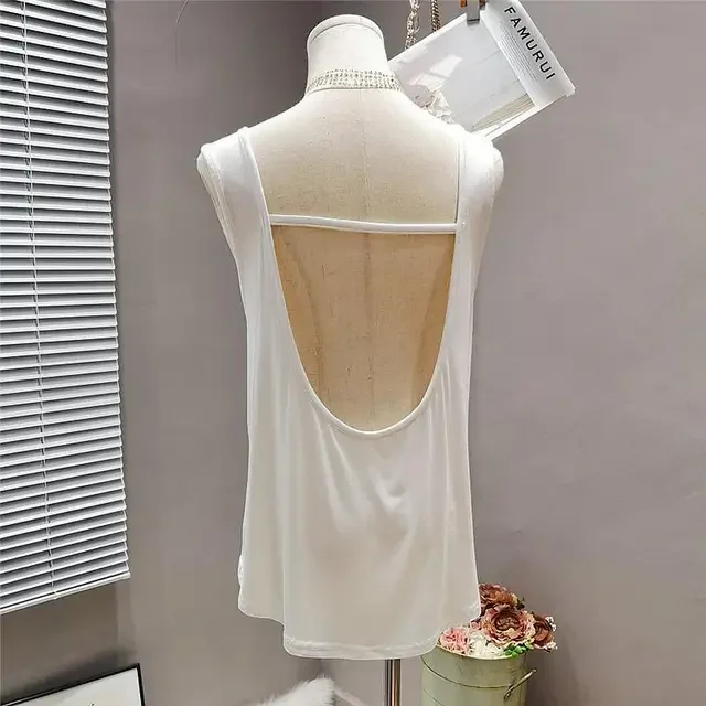 ملابس علوية كبيرة الحجم للسيدات بدون أكمام مثيرة بدون ظهر كاميس موضة الصيف السوداء تي شيرت Y2k سترات هاراجوكو 2025 Ropa Mujer #3