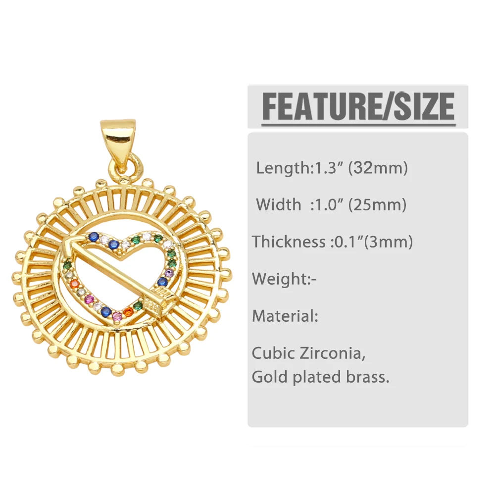 OCESRIO Multicolor Mini Crystal Heart Medal Pendant for Necklaces Copper Gold Plated Boy Girl Jewelry Making Supplies pdtb512