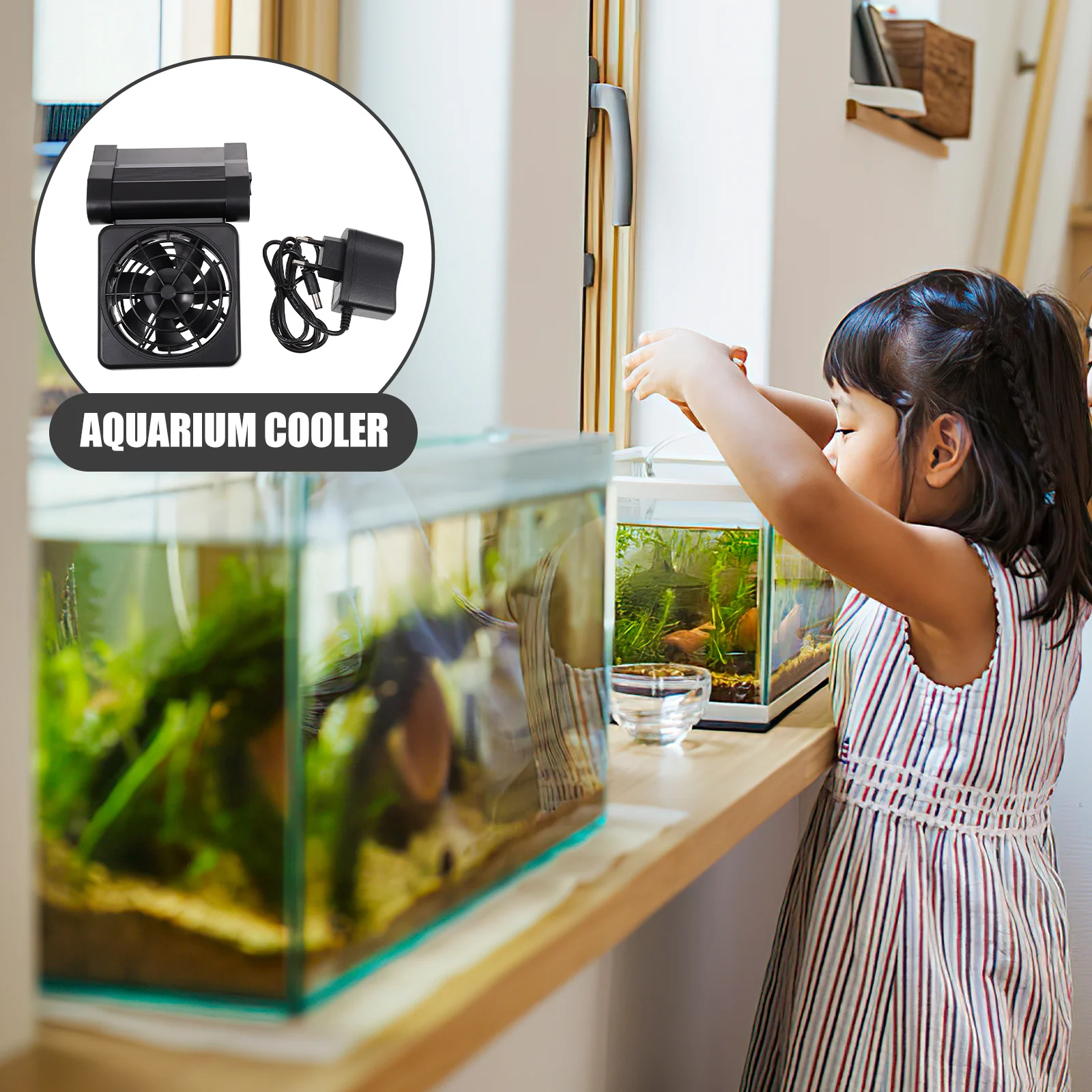 

Aquarium Cooling Fan Adjustable Fish Tank Cooler Low Noise Compact Aquarium Accessories Eu Plug Fish Tank Fan Water Chiller