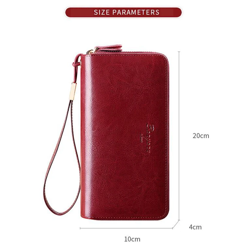 RFID Protection Multi Functional Women Double Zipper Wallet Travel Business Long Cow Leather Purse Clutch Bag for Woman Gifts