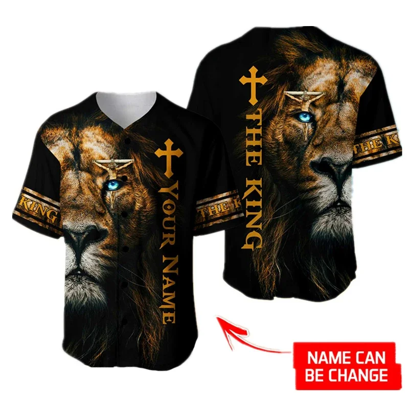 

New Men's Fashion Summer Baseball Jersey Son of God Lion Custom Name Number 3D Printed Baseball Shirt Harajuku Casual Shirt CN01