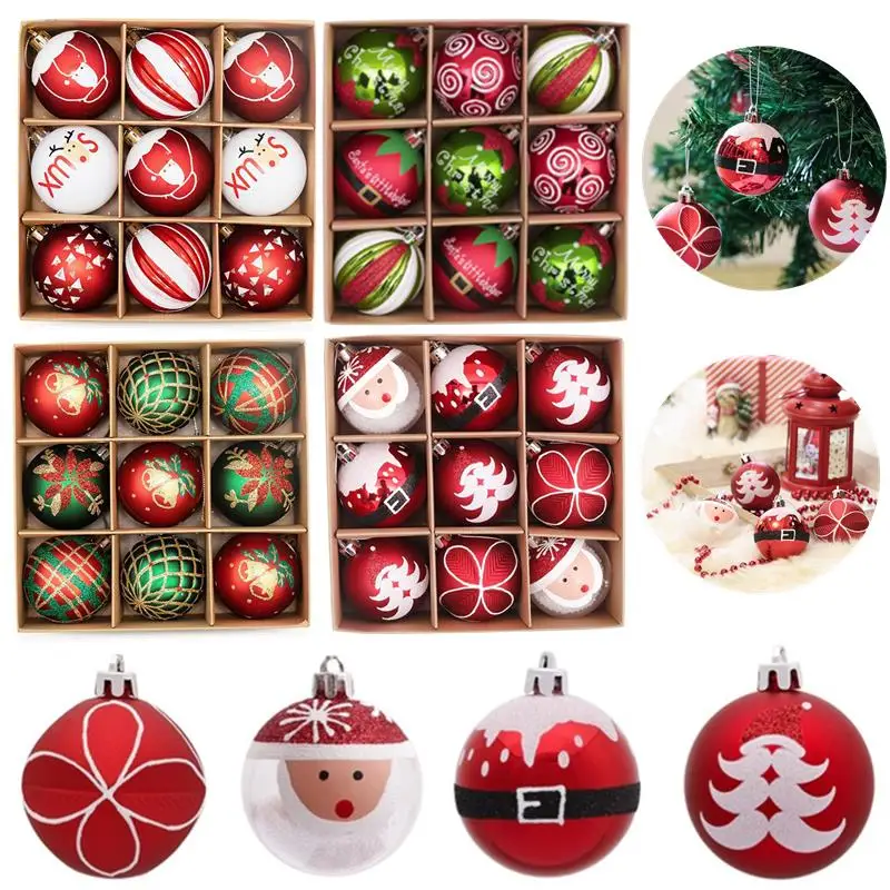 9Pcs/box 6cm Christmas Ball Ornaments Xmas Tree Hanging Pendant Christmas Decorations for Home 2025 Navidad Natal New Year Gift