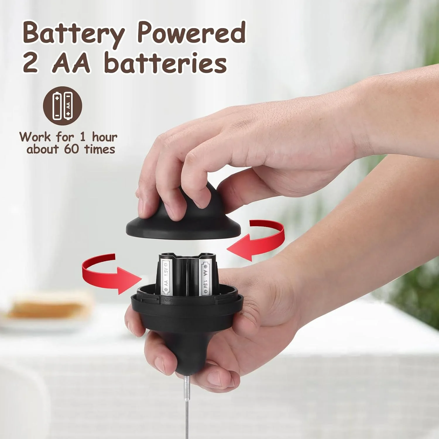 رغوة الحليب مع حامل وبطارية تعمل - رغوة القهوة للشوكولاتة الساخنة كابتشينو لاتيه - خلاط مشروبات محمول صغير #6