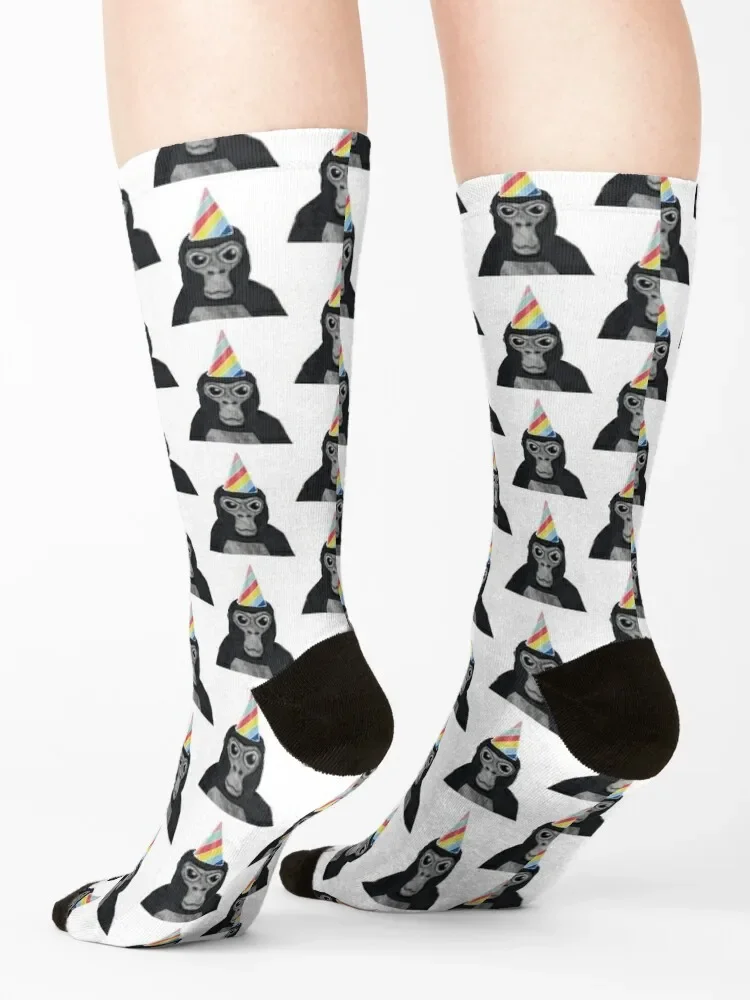 Gorilla tag monkey with birthday hat Socks sheer Stockings kawaii Thermal man winter Socks Men Women\'s