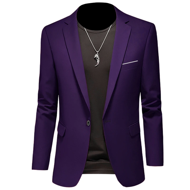 2023 Fashion New Men\'s Leisure Casual Boutique Business Solid Color Slim Fit Suit Blazers Jacket Dress Coat