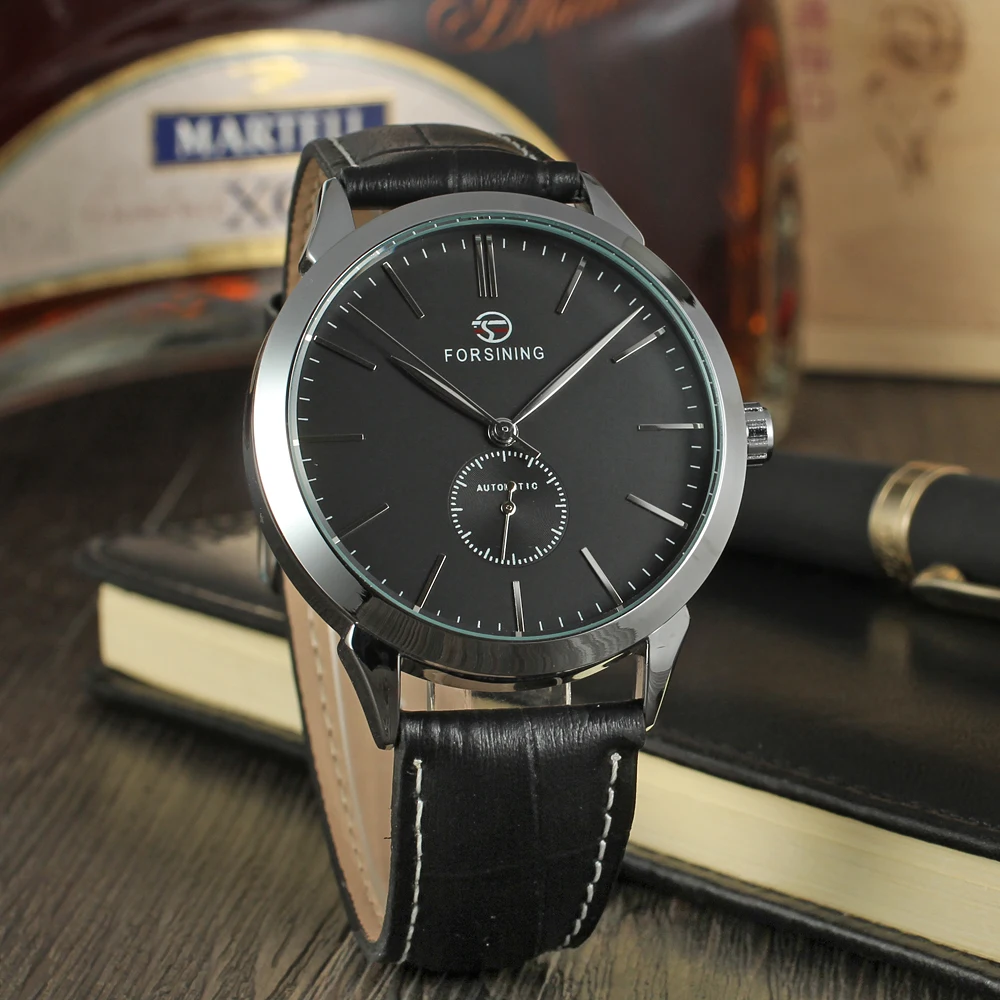 

FORSINING Роскошные бренды Деловые мужские часы Механические часы с автоматическим механизмом Ремешок из натуральной кожи Водонепроницаемые мужские наручные часы