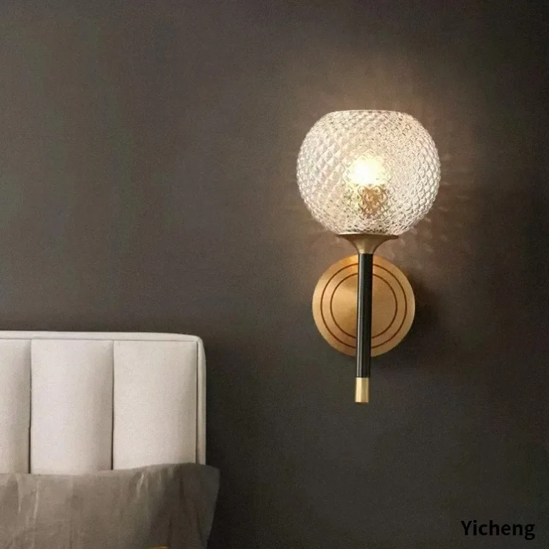 all copper Single Head Wooden Solid Wood Frame Wall Lights Creative Hemp Rope Restaurant Decorative living room Wall Lamp