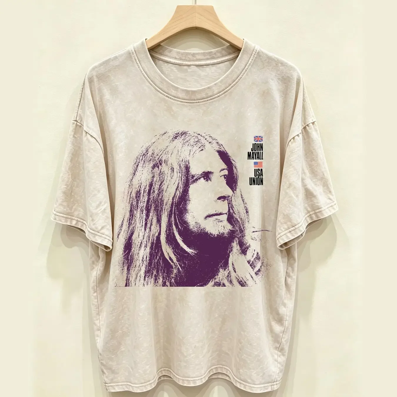 washed T Shirt Cotton USA Union John Mayall Album Nature's Disappearing Night Flyer vintage Washed homme Casual Comfortable