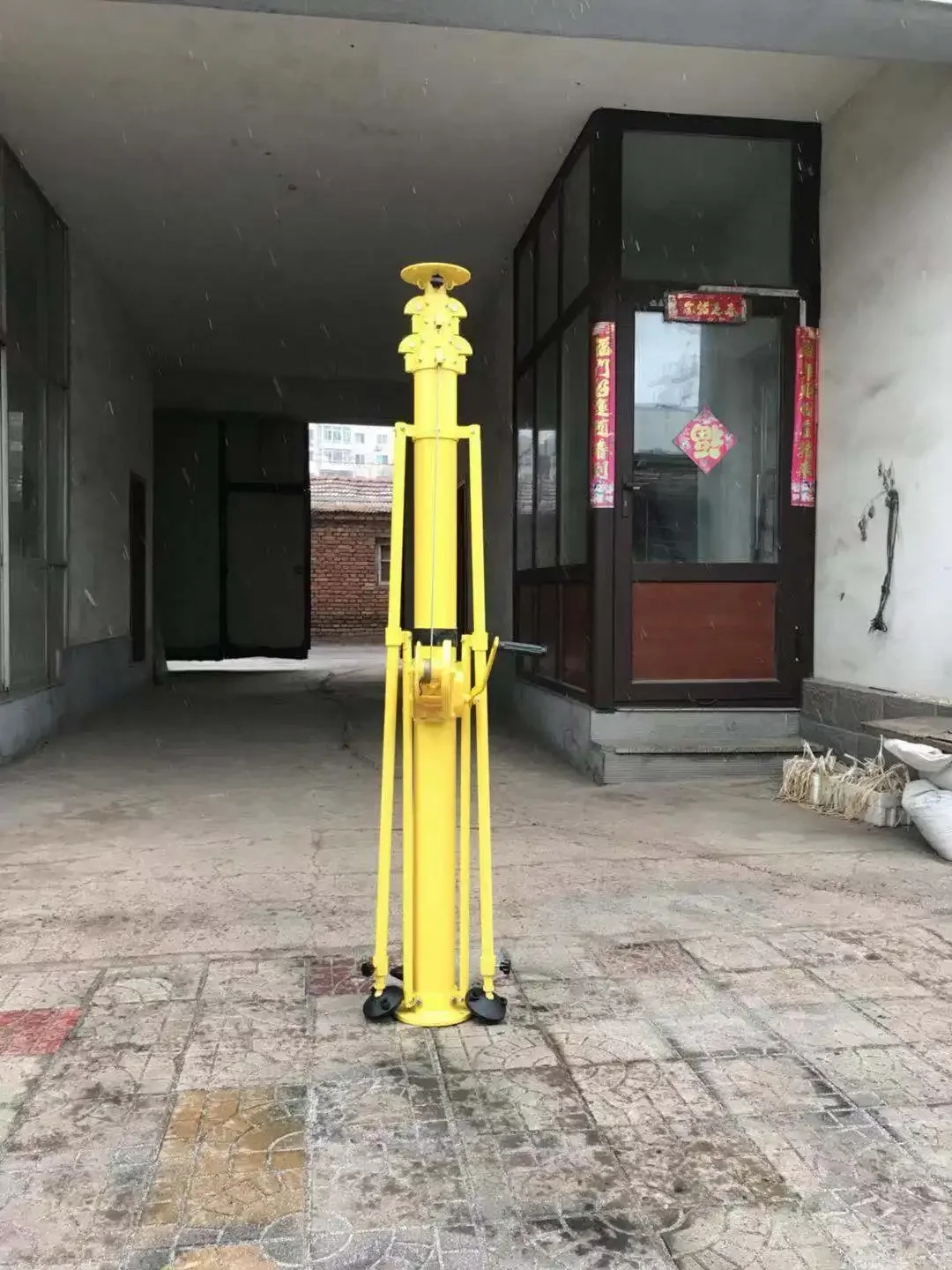 Mât d'Antenne Télescopique Étendu de 6 à 15m, Manivelle, Mât de Drapeau Géant avec Base