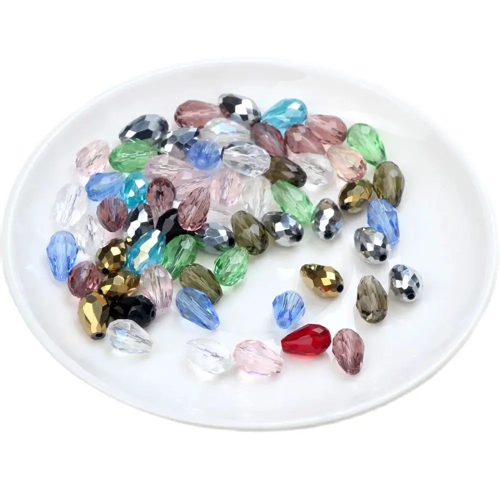 Contas De Vidro De Cristal Para Fazer Jóias, Waterdrop Facetada Teardrop, Mistura De Cores Aleatórias, Colar e Pulseira DIY, 8x12mm, 10x15mm, 20 Pcs, 10Pcs, 10Pcs