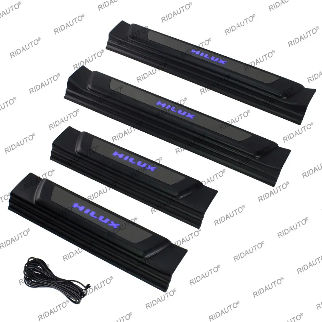LED Pickup Threshold Strip For Toyota Hilux REVO 2015 2019 2023 Door Sill Scuff Plate Protector Trim Pedal Sticker Accessories
