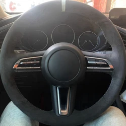 Car Accessories Customized Anti-Slip Suede Braid Car Steering Wheel Cover For Mazda CX-30 CX30 Mazda 3 Axela 2019 2020