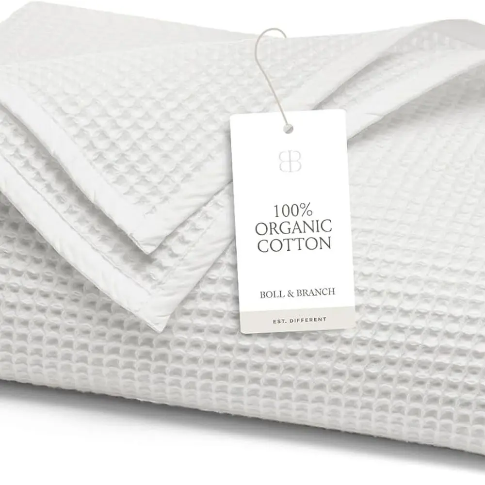 

Постельное одеяло Full/Queen, белое роскошное 100% органический хлопок, мягкий, легкий и дышащий текстурированный дизайн вафельного переплетения