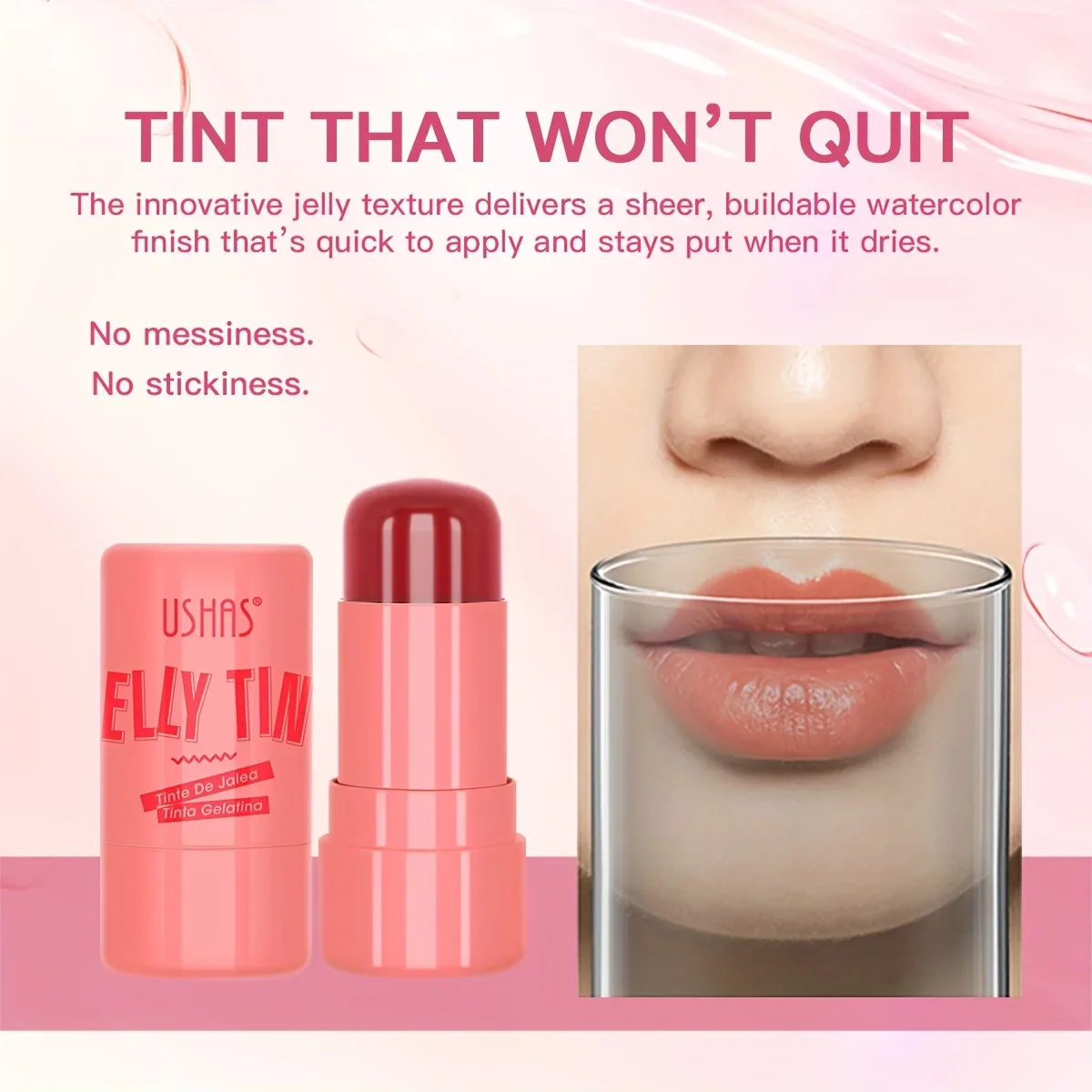 4 สี Jelly Blush Stick Lip Balm อายแชโดว์ 3-in-1 Multi-Use Matte Blush ชุ่มชื่น Brighten Lip GLOSS