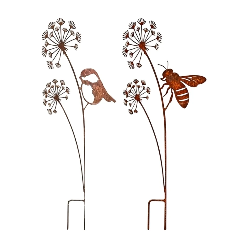 Aged Finish Metal Yard Stake for Outdoor Display Space, Lawn Flower Zone, Entry Walks, and Soil Placement 37JD