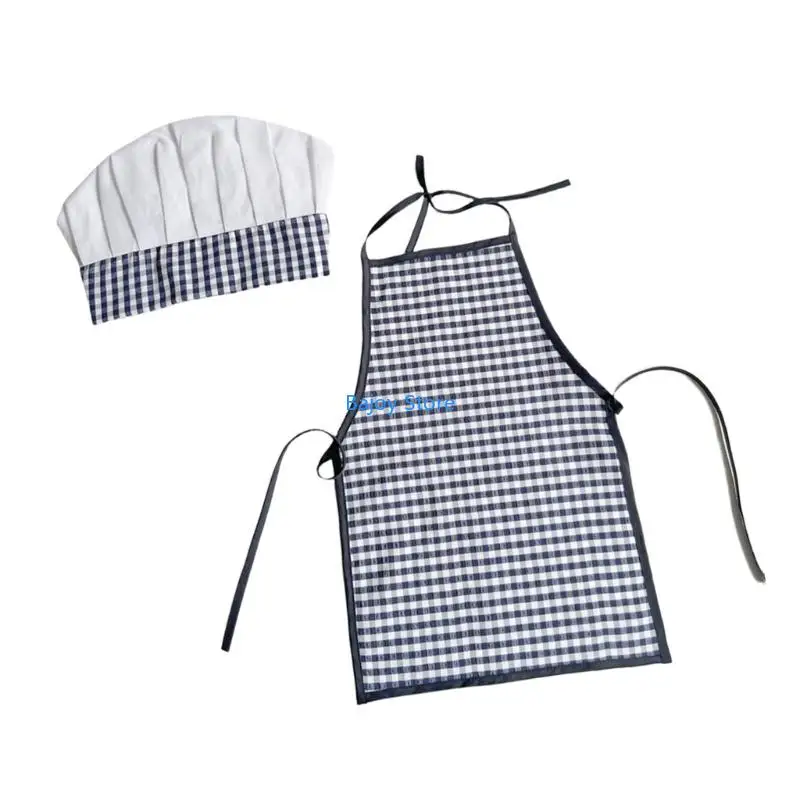 63HE Puntelli per fotografia per ragazzo Costume per fotografia per neonato Grembiule da cuoco Cappello Completo per ragazzo per