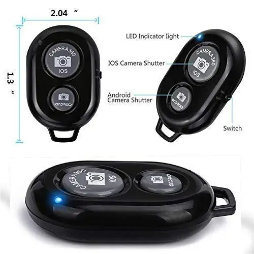 Portable Wireless Bluetooth Selfie/Pictures Clicker Shutter Remote Button Compatible with All Smartphones,iOS, Tablets&Windows