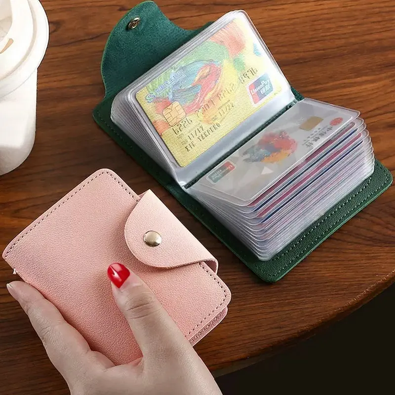 Portatarjetas de crédito de 24 Bits, bolsillo para tarjetas bancarias de negocios, PU, gran capacidad, almacenamiento de tarjetas en efectivo, estuche organizador, soporte de identificación 2030