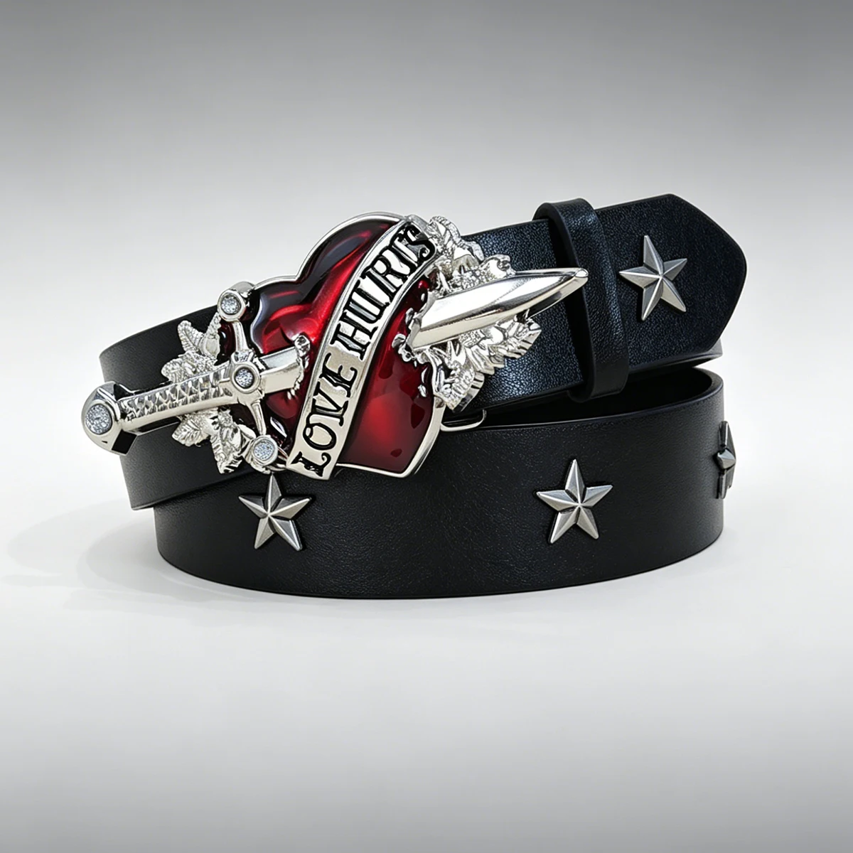 Subculture Harajuku Style Punk Studded Cross Belt Burst Pattern Hip Hop Street Style Men's Belt Rock Party Music Festival Belt - view 3