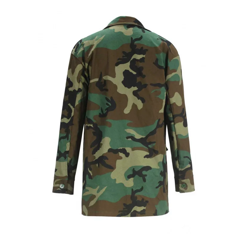 Fashionable Streetwear Women's Long Sleeve Printed Workwear Jacket Trendy Person Cross-Border Polyester Camouflage Street Style