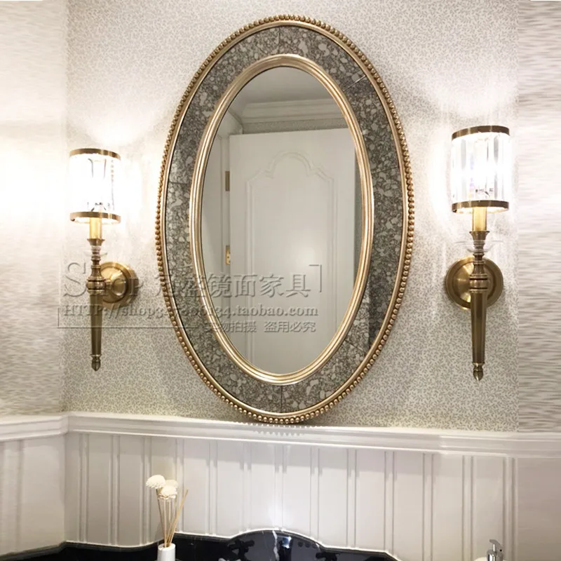 Neoclassical vanity mirror sink toilet bathroom wall-mounted vanity mirror bedroom