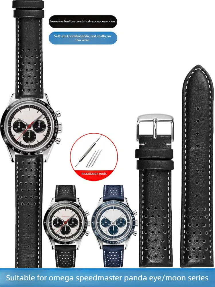 

Подходит для Omega Speedmaster Panda 311.32.40 Moon CK2998, мужские и женские кожаные ремешки для часов, 19 мм.