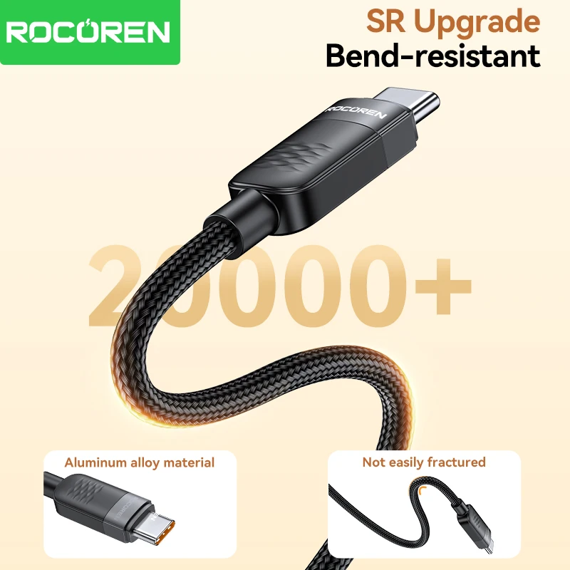 Rocoren PD 100W Kabel do szybkiego ładowania USB-C do Type-C Kabel do szybkiego ładowania PD3.1 240W do MacBook iPhone 16 Samsung