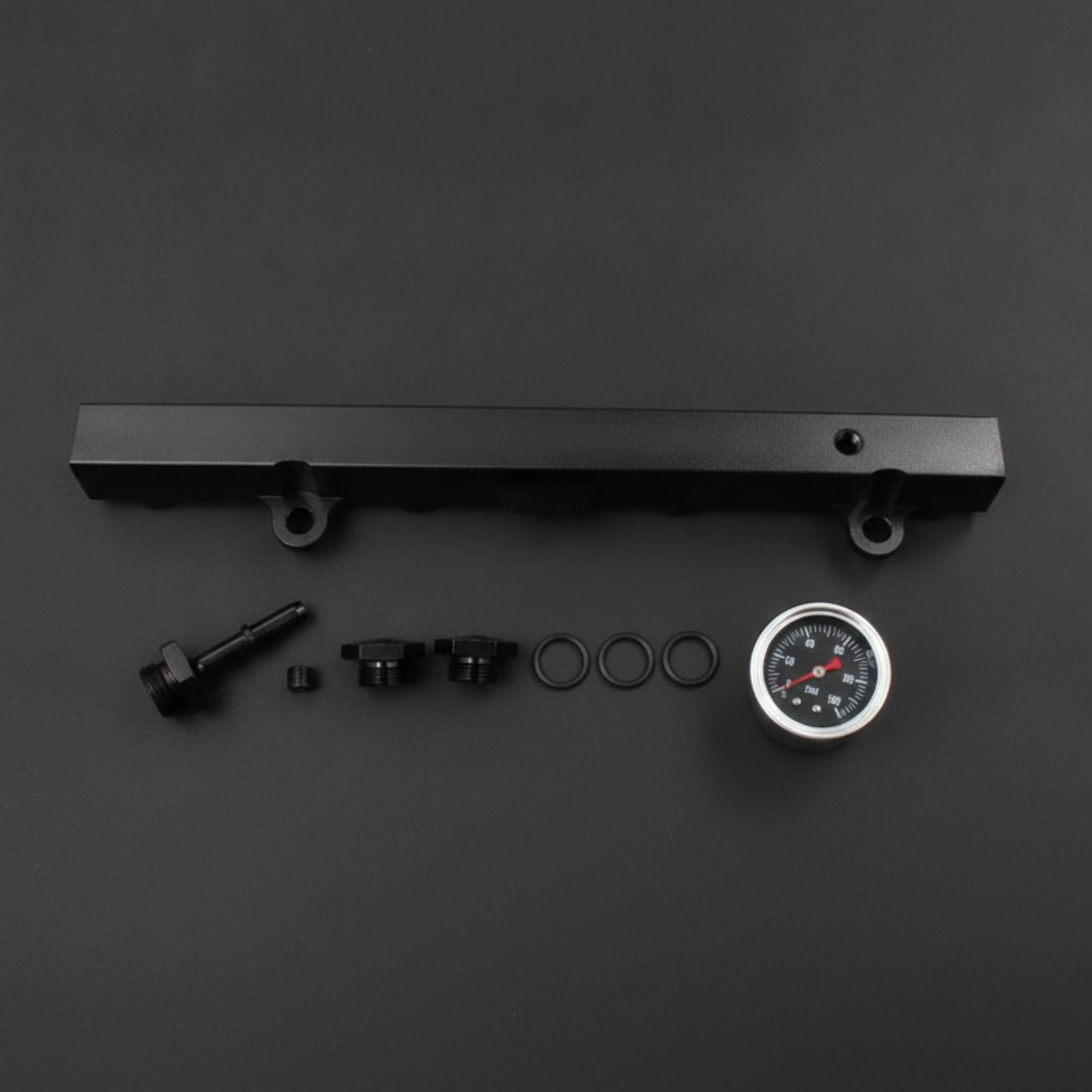 Fuel Rail with Gauge and Fittings High-Performance Fuel Rail with Fittings Direct Bolt-on Tucked for Tuners, Engine Bay