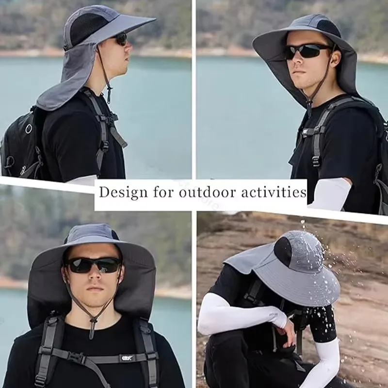 1/2/4PCS Summer Waterproof Fisherman HatOutdoor Hiking Fishing Sun  Protection Hat Cycling Big Eave Neck Protection Sun Hat - AliExpress  200000297