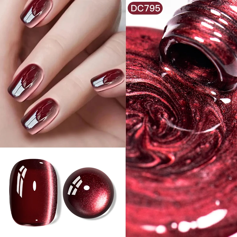 9pcs Glass Beads Cat Magnetic Gel Nail Polish Set Ultral Shine Magnetic Semi Permanent Soak Off UV Gel Varnish DIY Nail Supplies