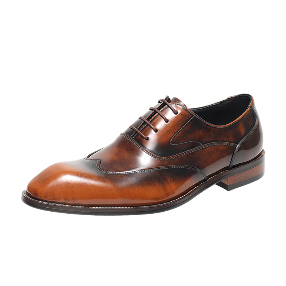 Handmade Square Toe Formal Oxford Shoes for Men Genuine Full Grain Leather British Trendy Wedding Groom Dress Business Shoes