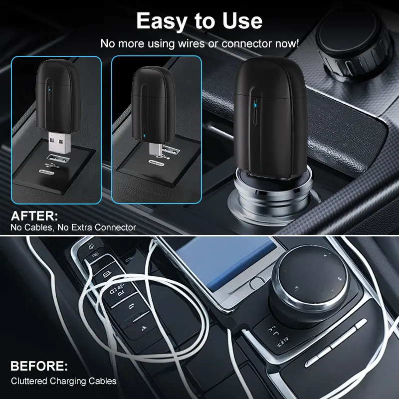Flixivi 2 em 1 interface sem fio carplay/android auto sem fio usb/TYPE-C adaptador inteligente mini caixa plug conexão rápida universal