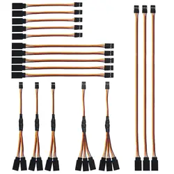 18Pcs 3-Pin JR Servo Extension Cable,1 JR Male to 2/3 Female JR Y Harness Servo Cable & 3.93