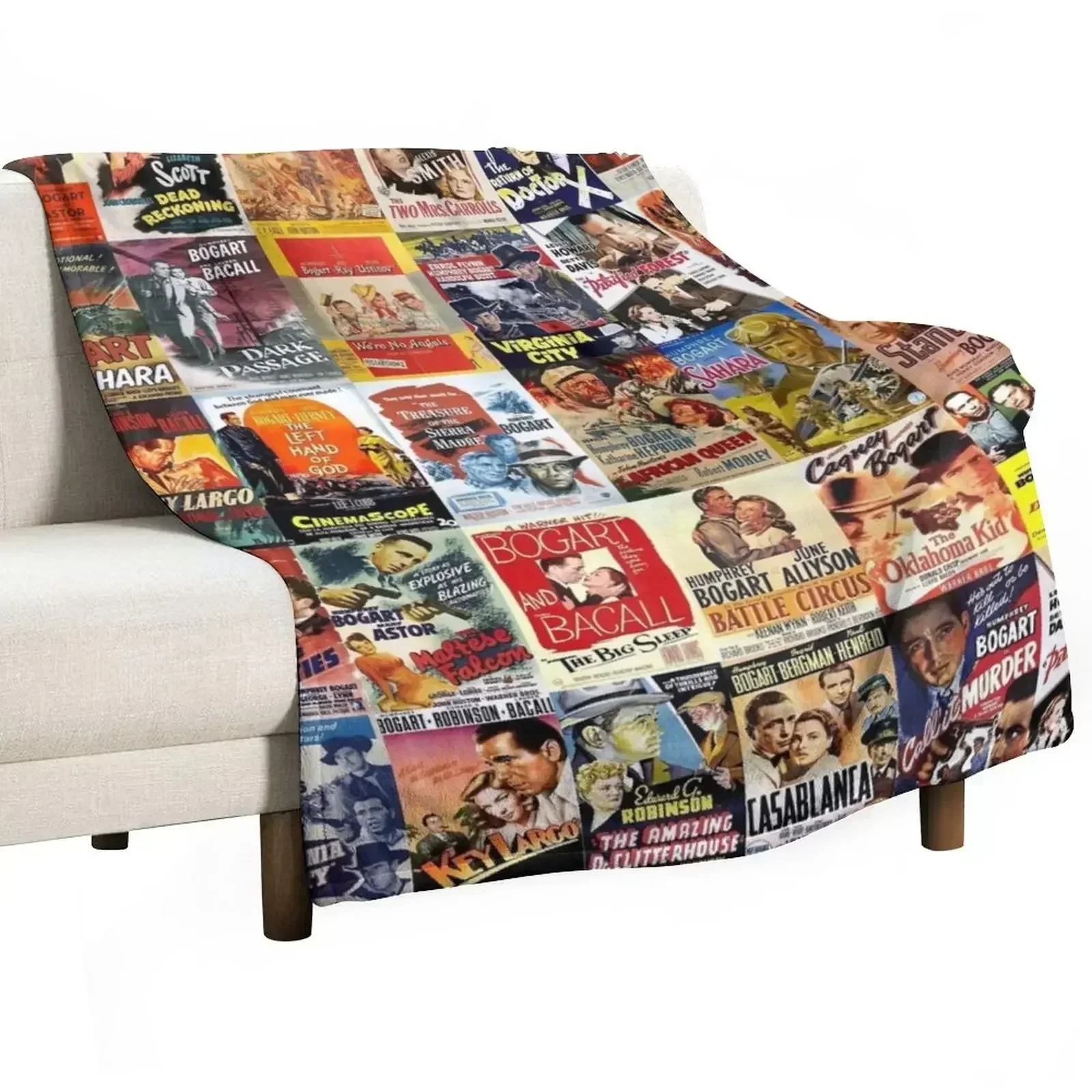 

Humphrey Bogart Movie Posters Throw Blanket Outdoor Soft Blanket for Picnic Beach Camping