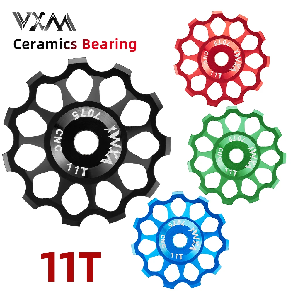 VXM 1Pcs MTB Ceramics Bearing Jockey Wheel CNC 7075 Aluminum Alloy Rear Derailleur 11T 13T Guide Road Bike Pulley