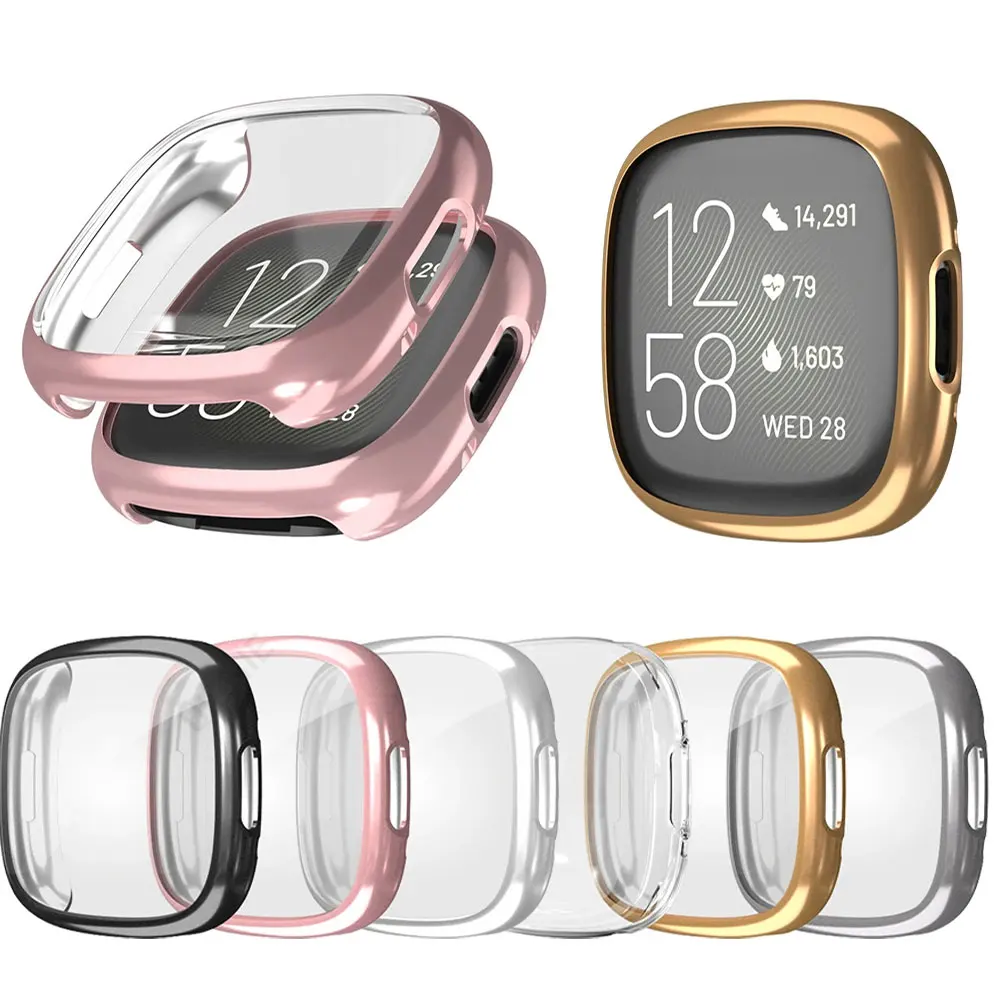 Plating TPU Case For Fitbit Versa 4 Protective Cover Frame Shell For Fit Bit Versa4 Watch Full Coverage Screen Protector Cases