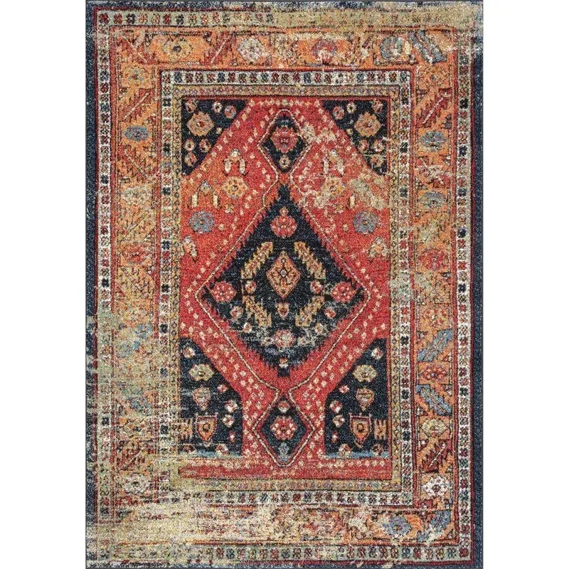 Turkish Style Red Rug Classic Style Carpet Non Slip Living Room Popular Modern Ottoman Style Boho Rug Entrance Door Mat