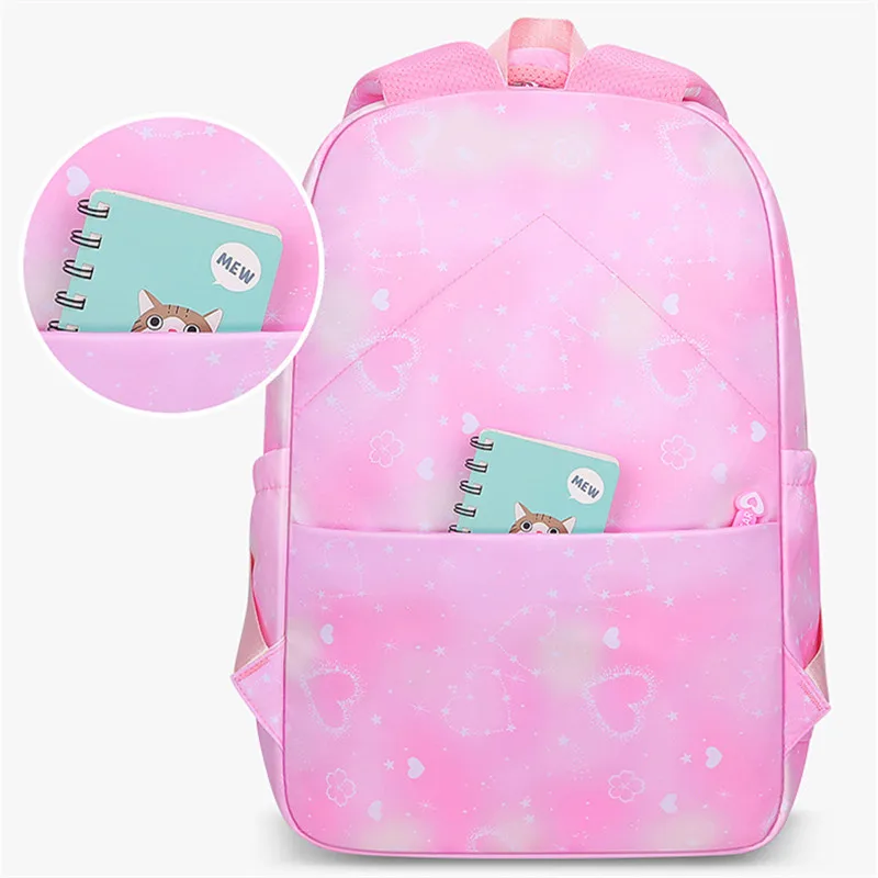 Mochila escolar impermeable para niños, morral escolar de Color degradado con lazo, mochila escolar con abalorios para adolescentes