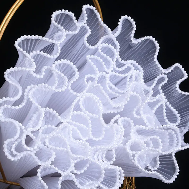 28cmx450cm Flower Wrapping Paper Pearl Wave Yarn Lace Mesh Florist Bouquet Party Valentine Gift Packaging Material Supplies