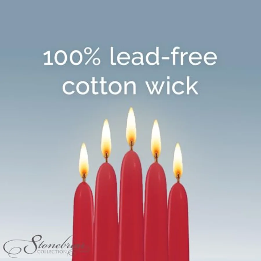 Unscented Taper Candles 7 Hour Burn Time, Long-Lasting Wax Candles for Weddings, Holidays, Home Décor and Special Events, Pack