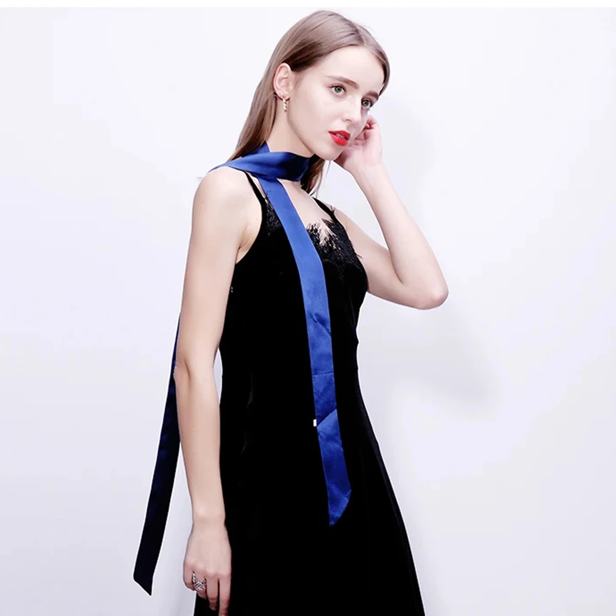200*5cm Satin Silk Narrow Scarf Neckerchief Solid Neck Scarves Long Silk Thin Scarf Head Neck Hair Band Bag Ribbon Headbands DIY image 3